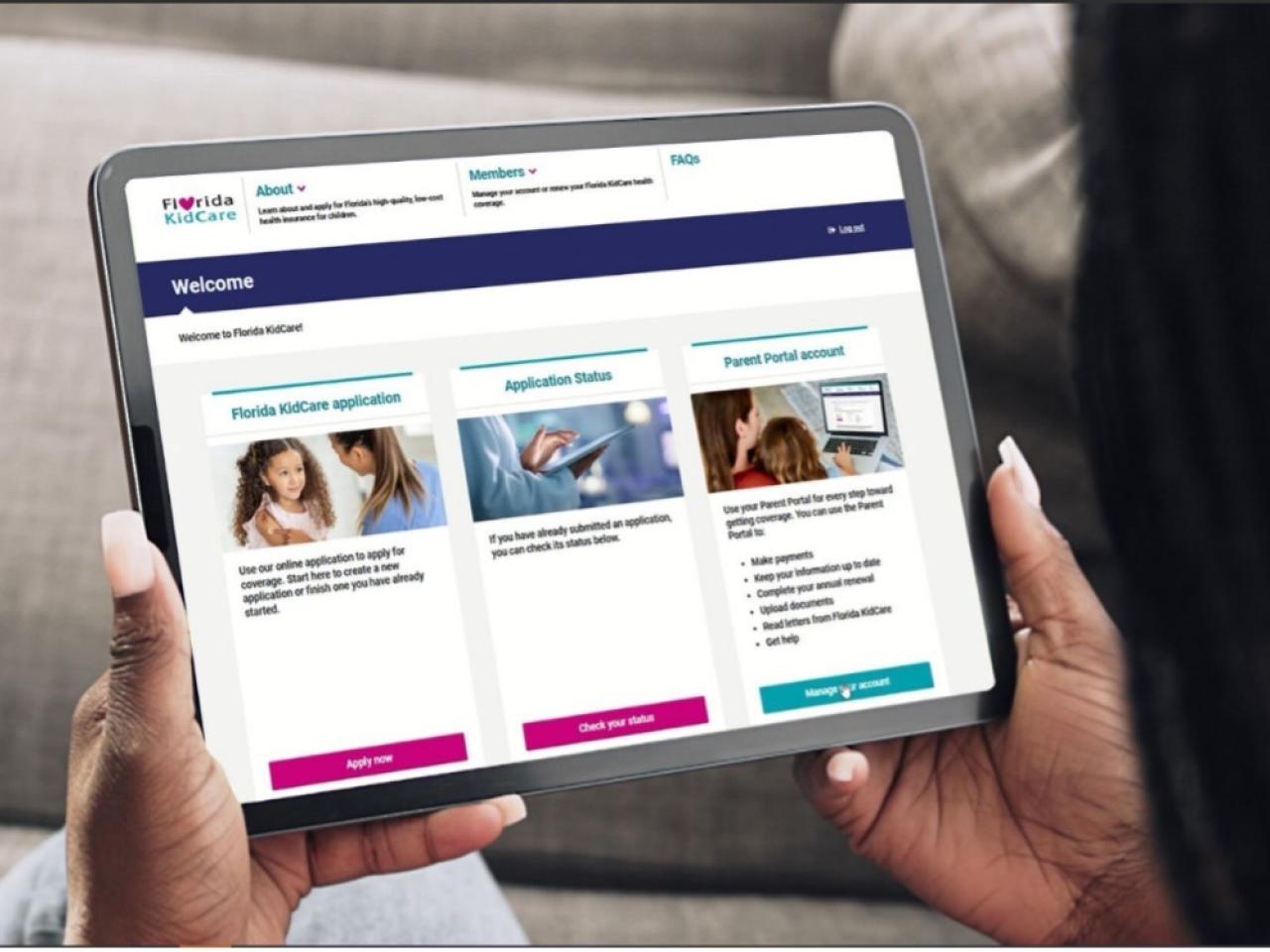 digital portal, shown on tablet