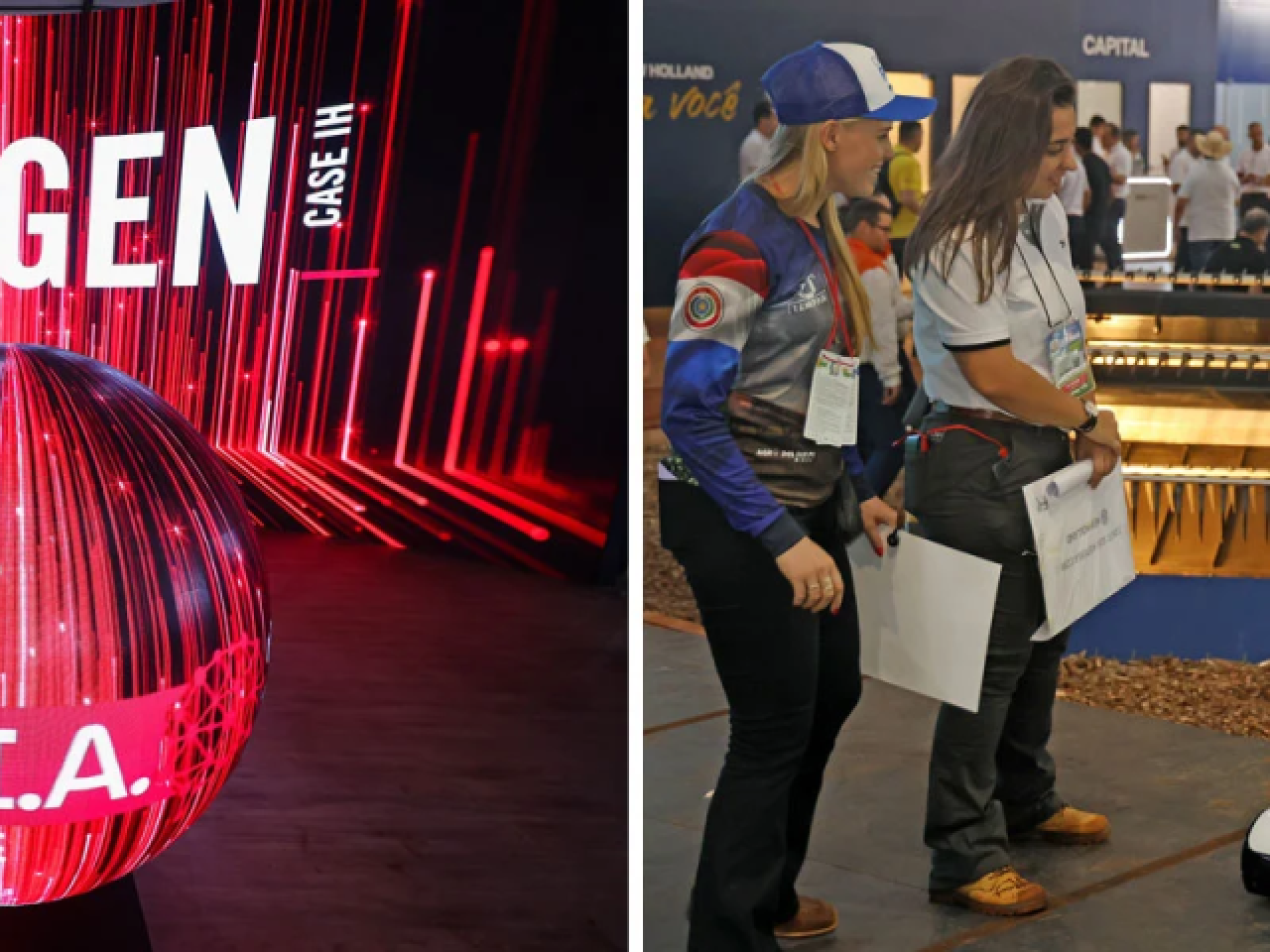 Collage of New Gen I.A. and people around a robot