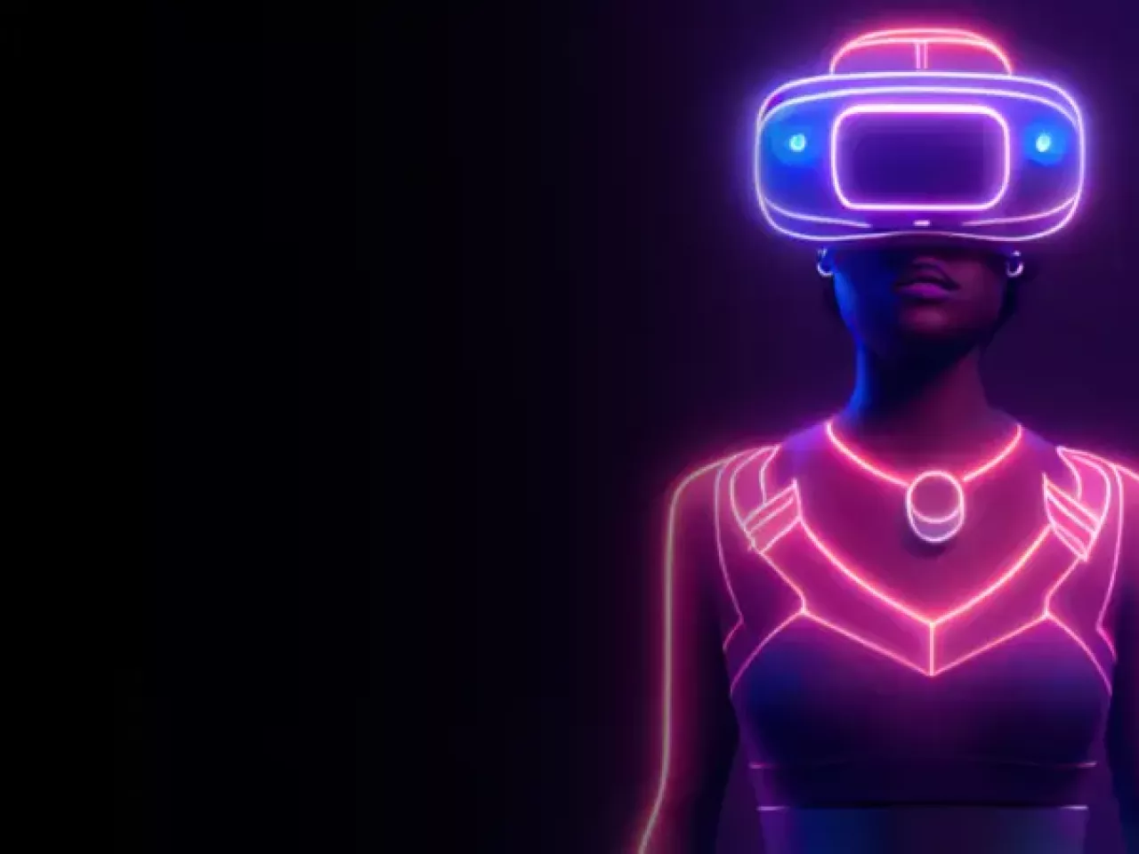 Art of person with a VR set on their head 