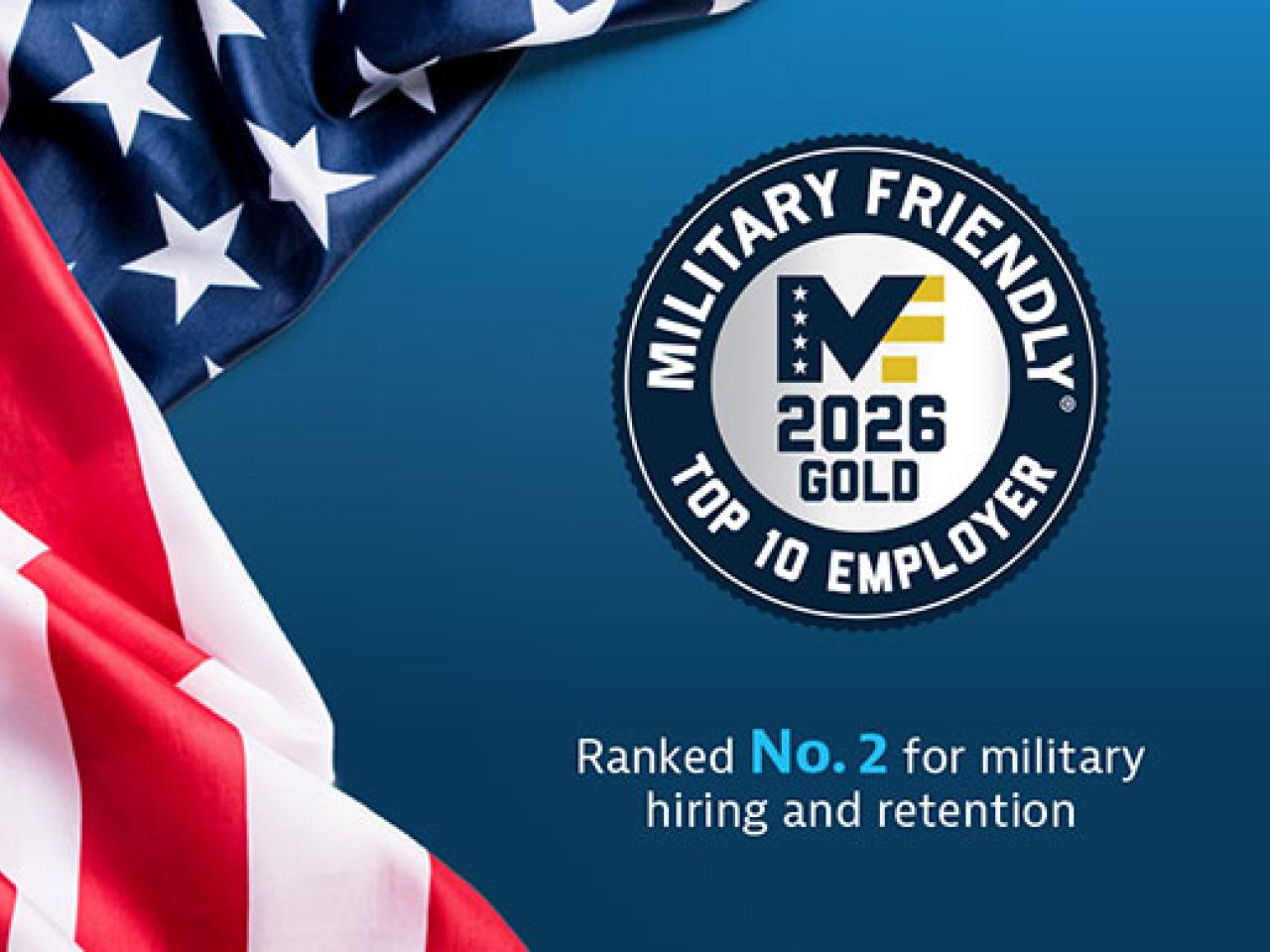 logo and "Ranked No. 2 for military hiring and retention"