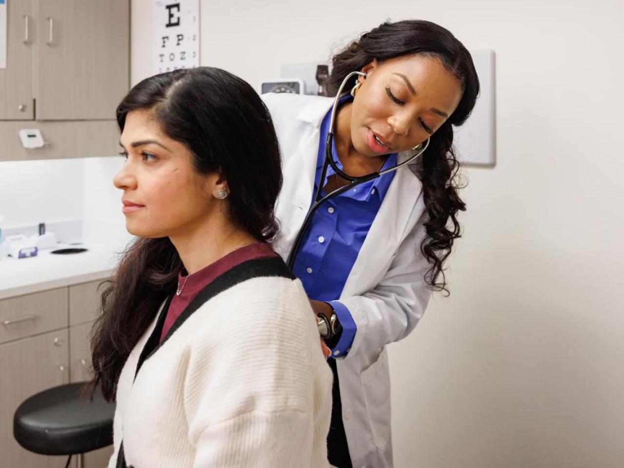 A patient being examined by a doctor.