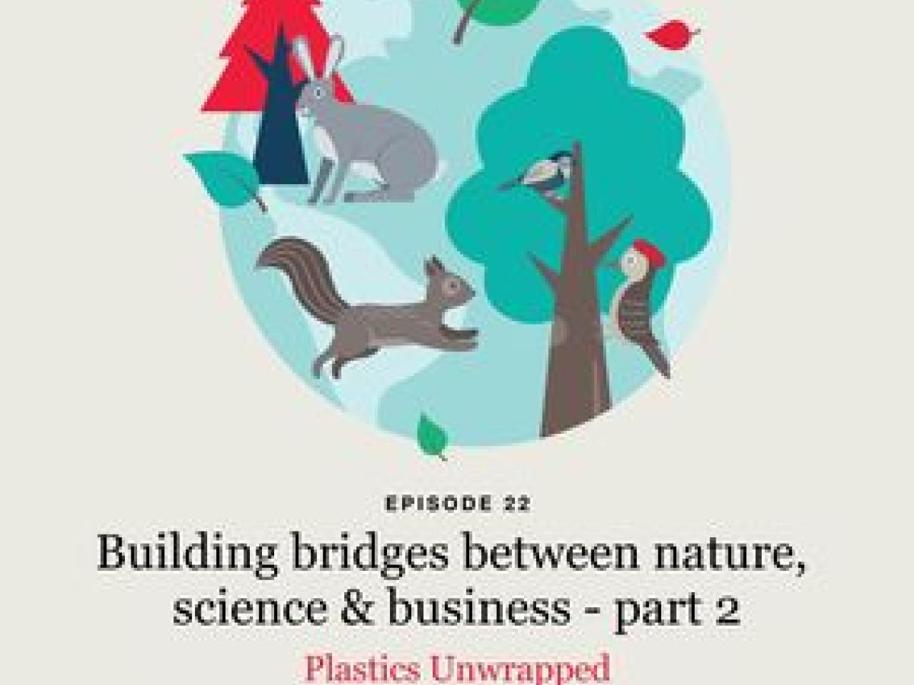 "Building bridges between nature, science & business - part 2" with image of forest