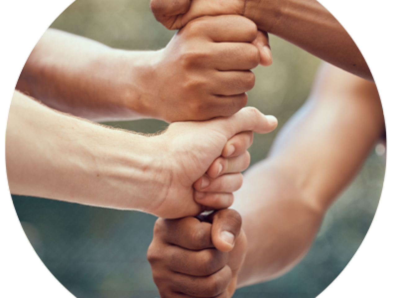 hands in fists forming a vertical chain