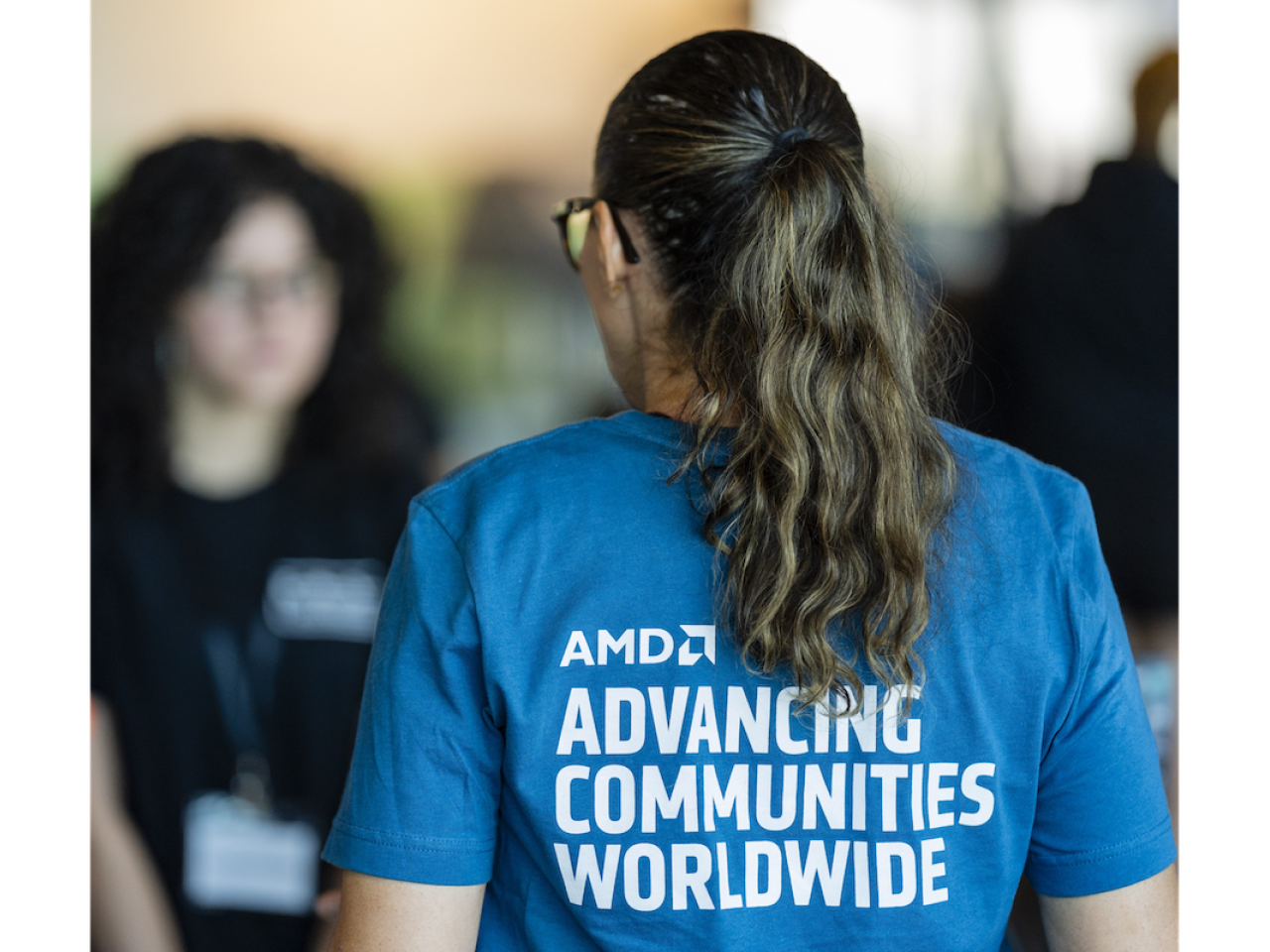 person wearing an AMD shirt