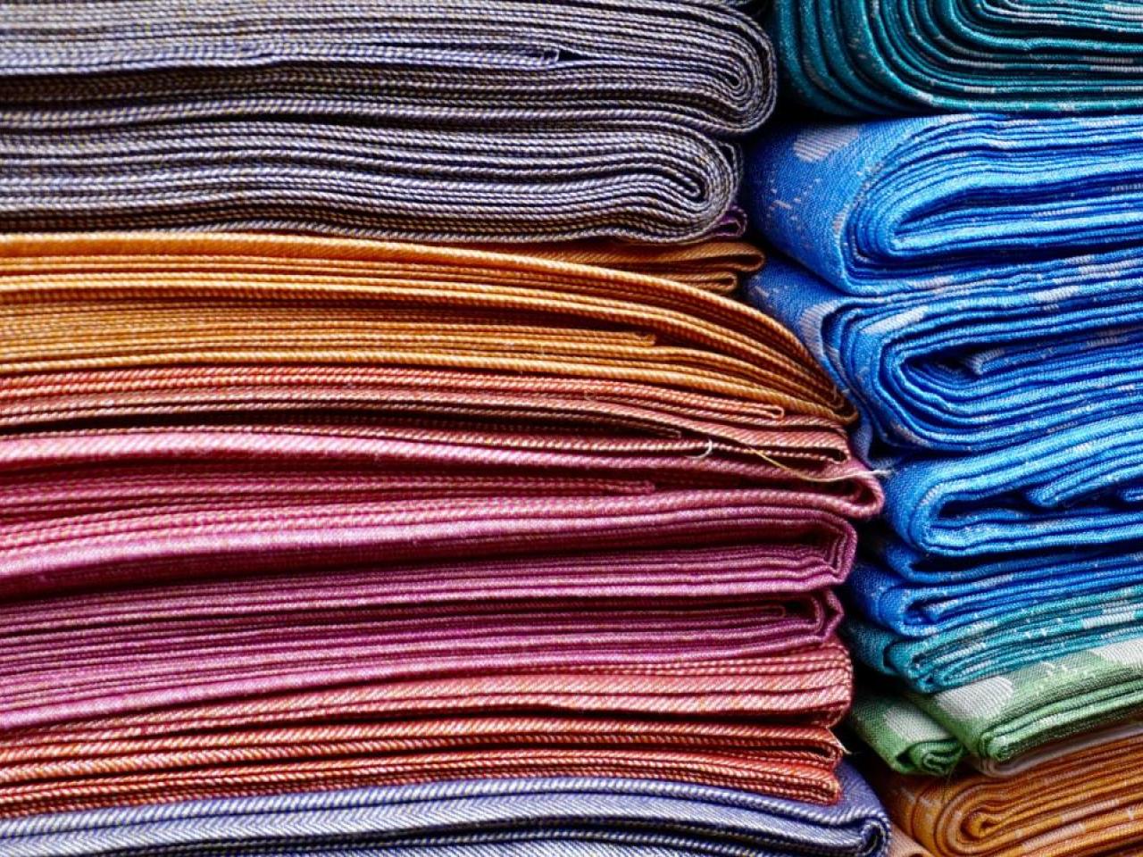 Colourful textiles and fabrics