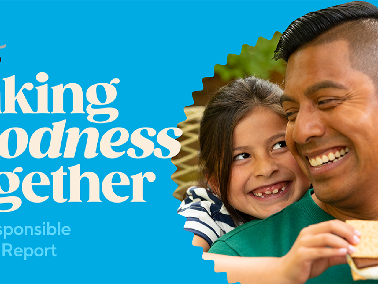 "Making Goodness Together 2024 Responsible Business Report" with image of person with a child