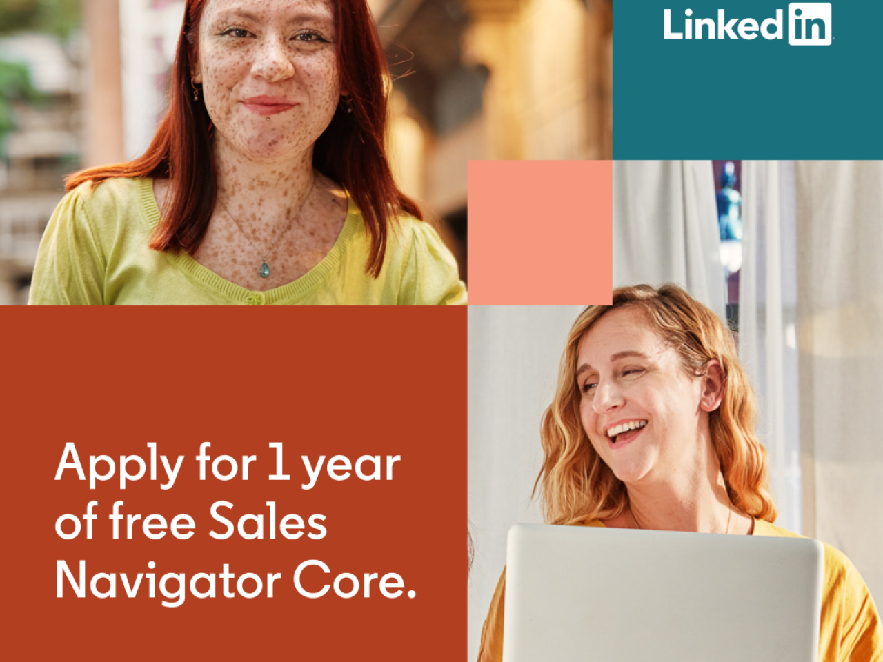 "Apply for 1 year of free Salves Navigator Core." with image of two people smiling