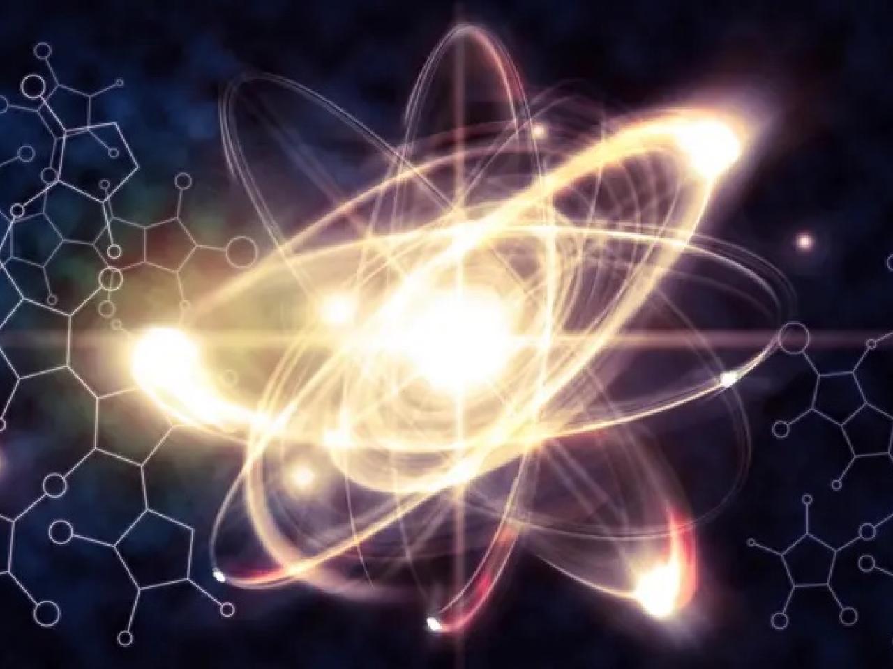 drawing of atom particles