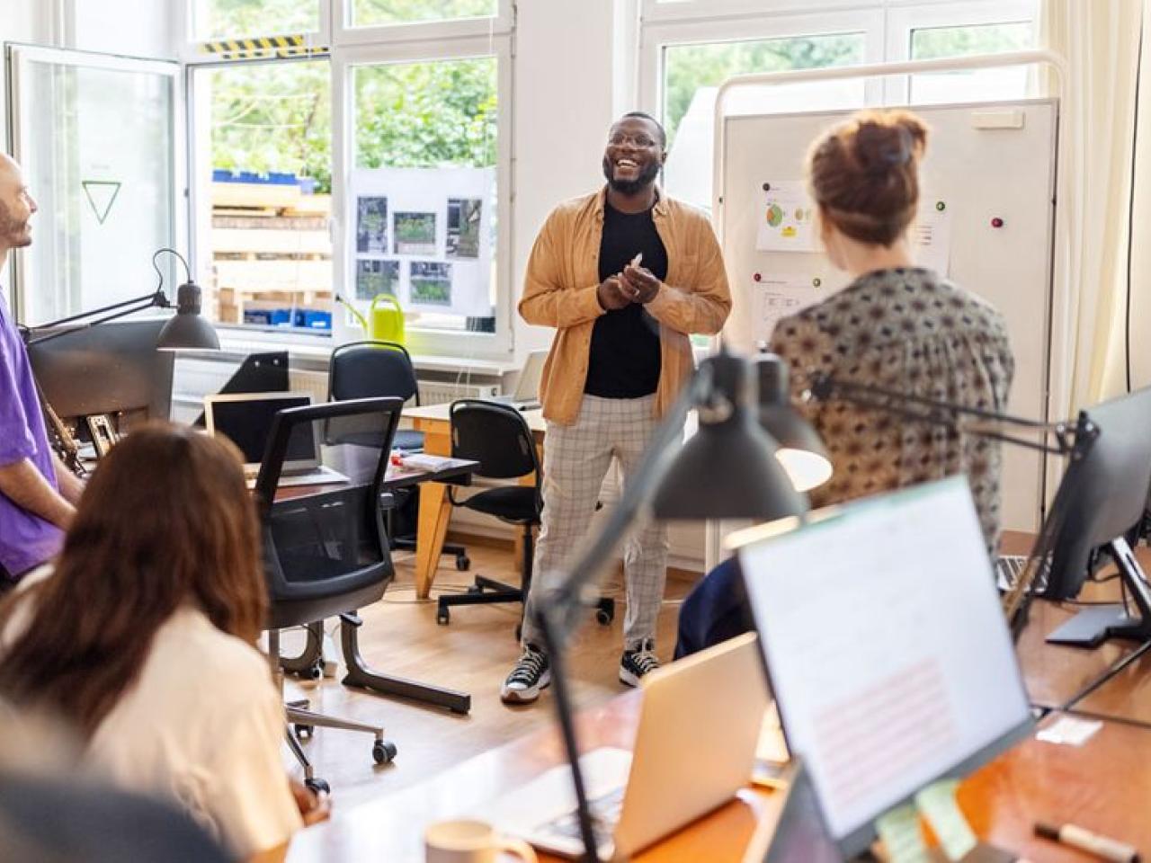 People talking together in an office