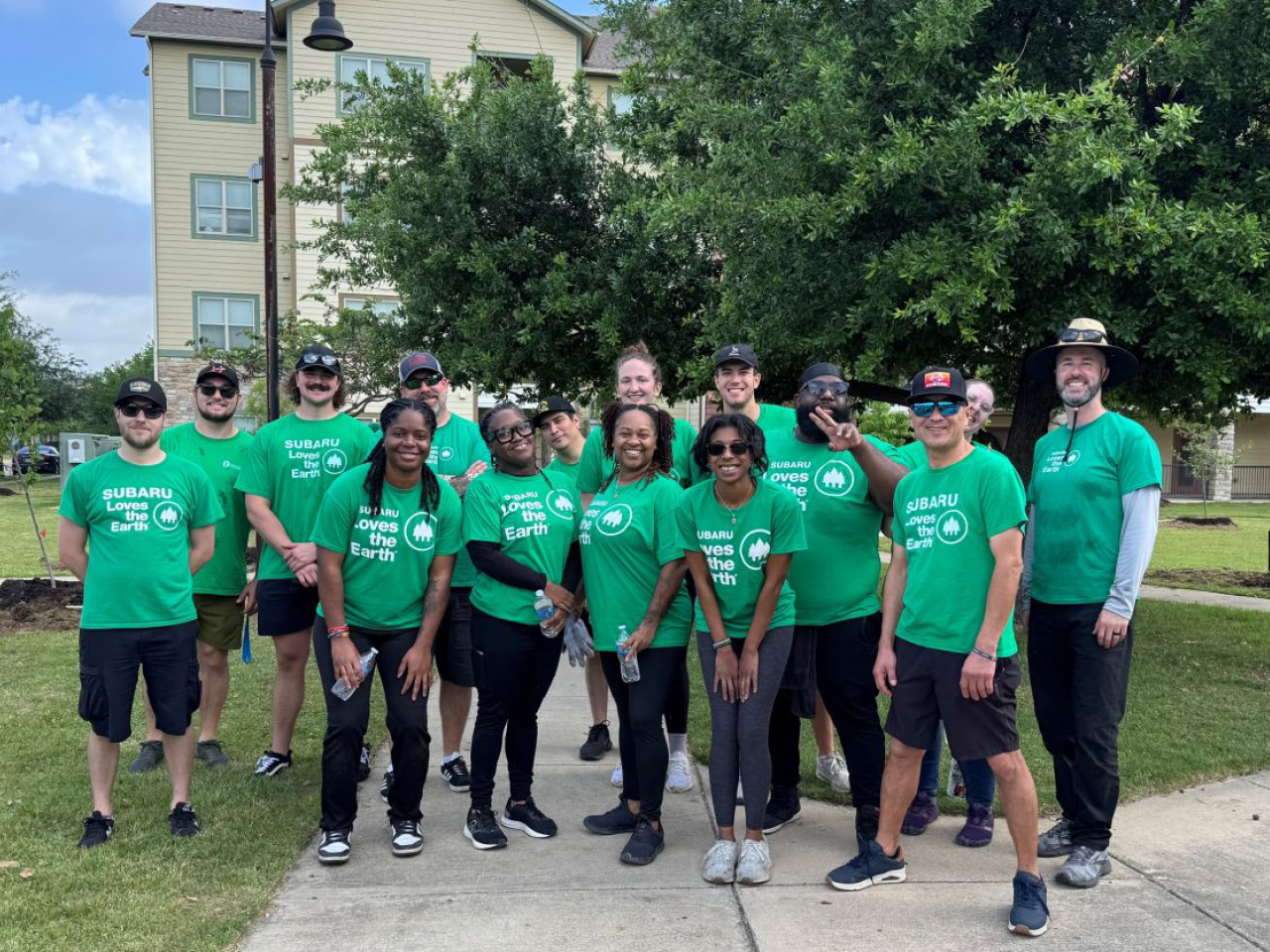 Volunteers posing outside