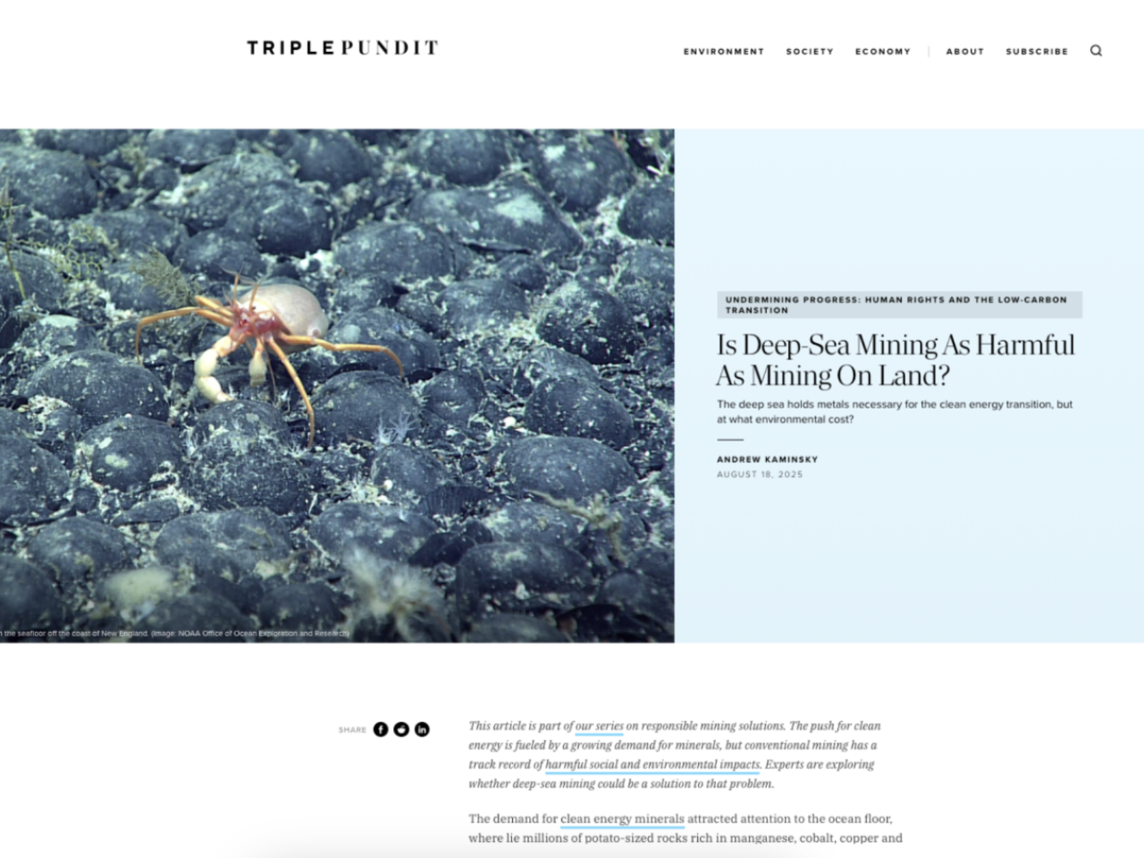 Screenshot of TriplePundit site