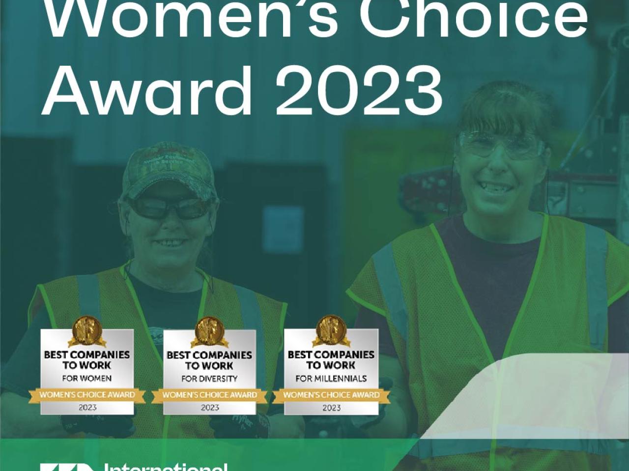 Women's Choice Award 2023 with International Paper logo and two people smiling