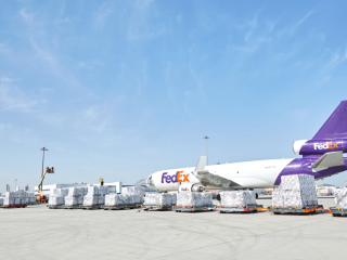 Humanitarian Relief being loaded on to a Fedex plane
