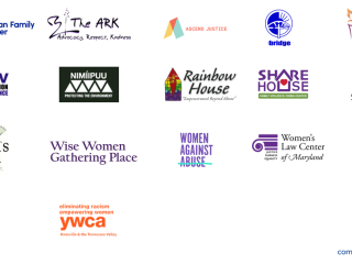 Logos of domestic violence nonprofit partners at The Allstate Foundation & Common Impact's day of service
