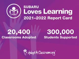 "Subaru loves learning 2021-2022 report card" 20,400 classrooms adopted, 300,000 students supported