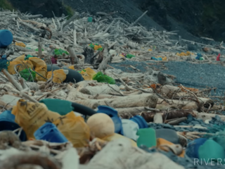 Pile of trash on coastline