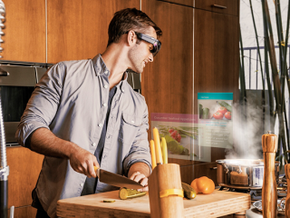 Person cooking with AR glasses