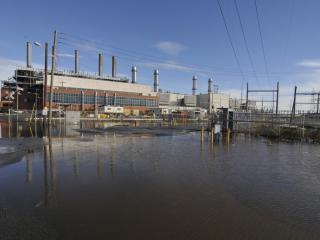 Flooding near power plant