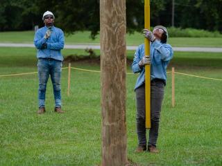 Lineworkers on the ground