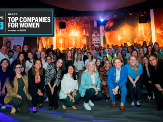Forbes 2025 Top Companies for Women logo over a group photo