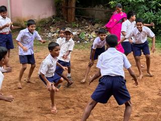 students playing
