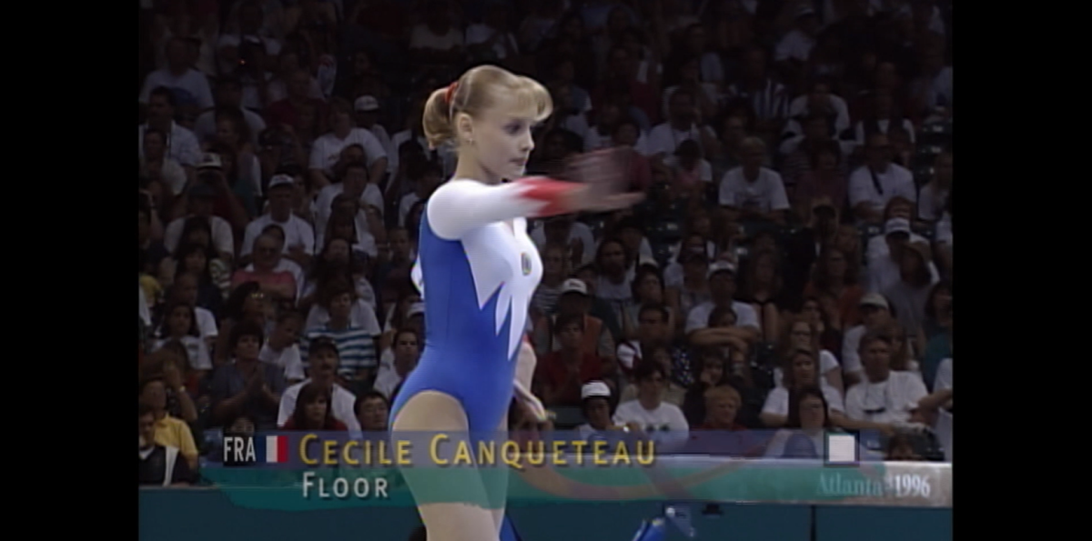 Cecile Canqueteau performing a gymnastics routine