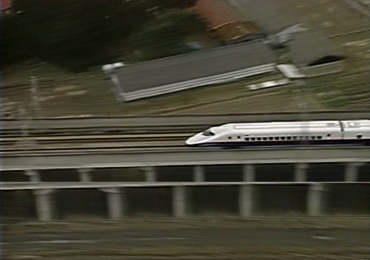 Aerial view of A high-speed train.