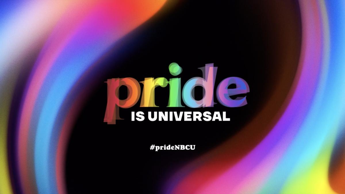 Pride is Universal in rainbow colors.