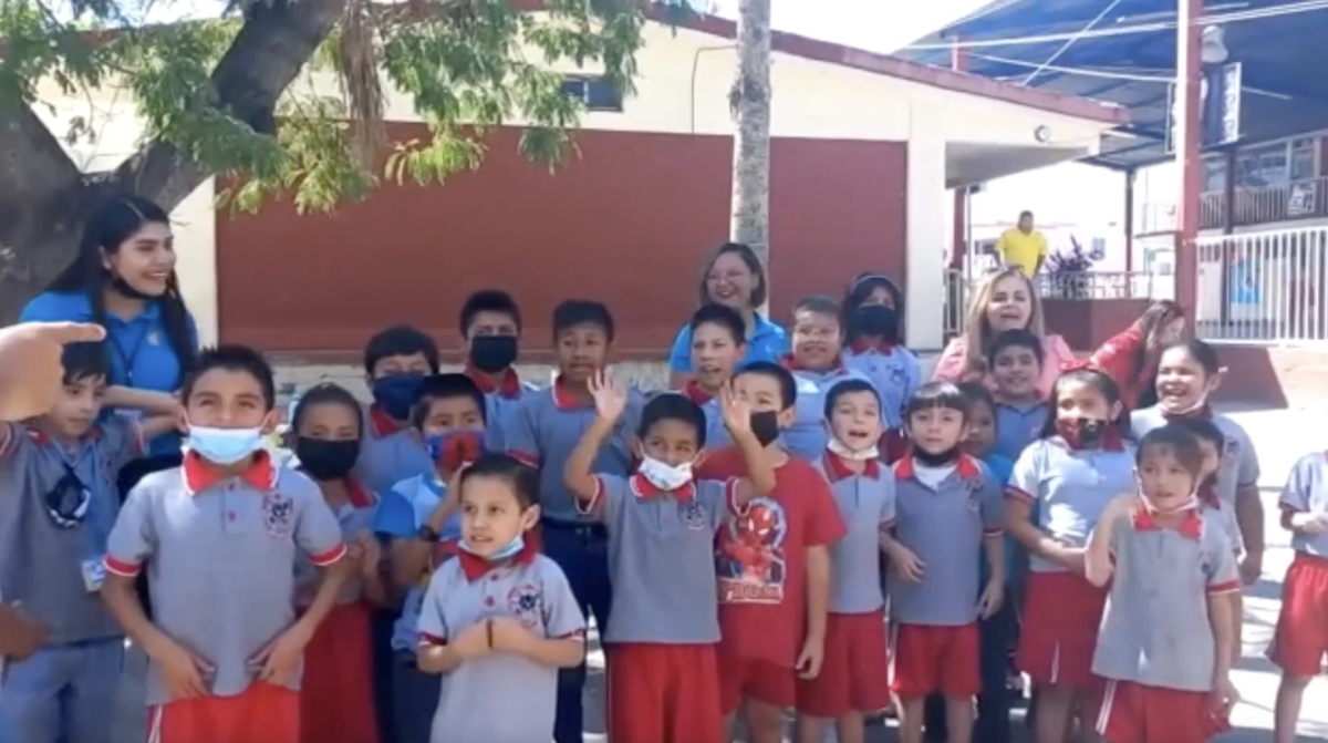 Group of school children