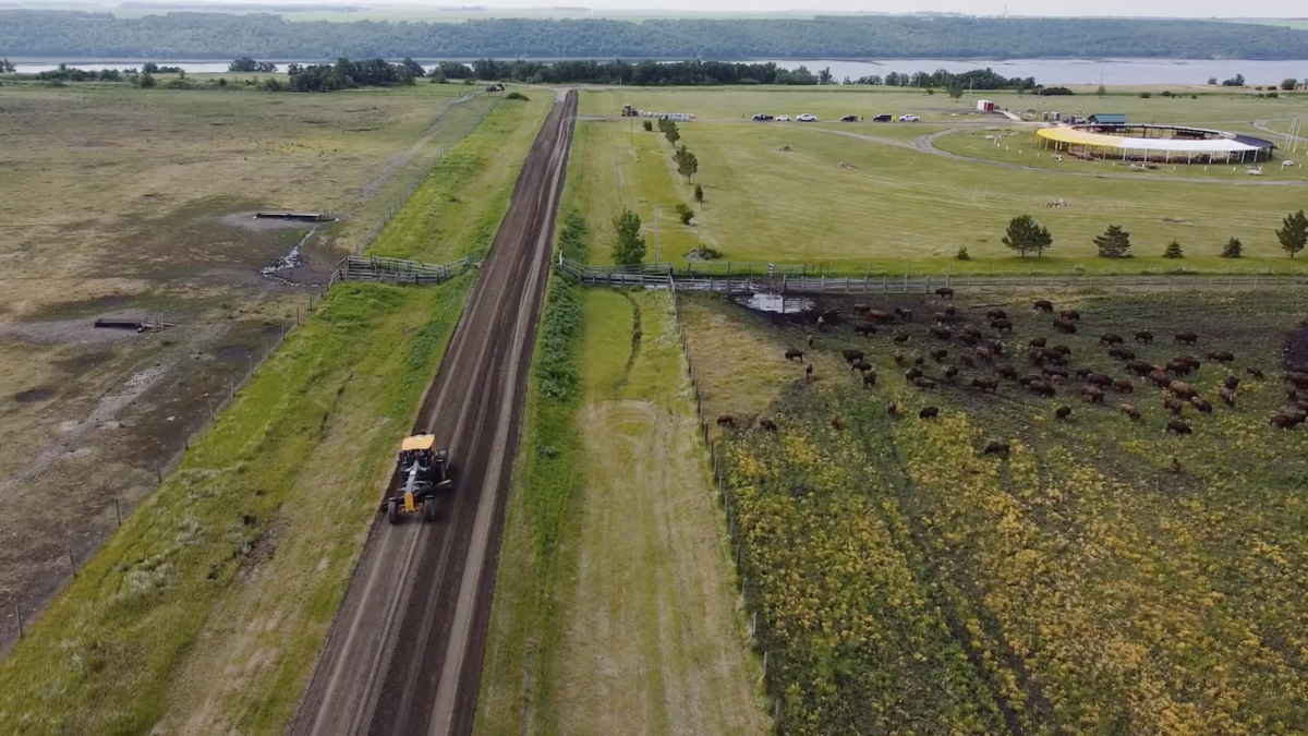 Tractor driving through a field