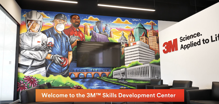 3M Skills Development Center. Mural of the center shown,