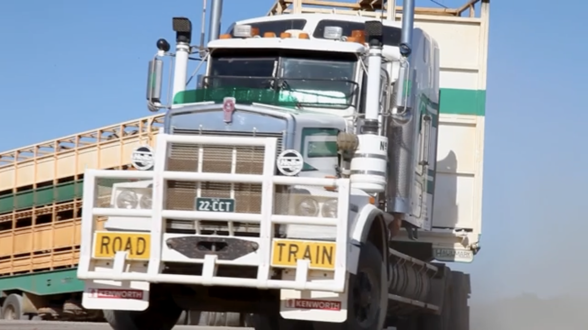 A large truck turning 