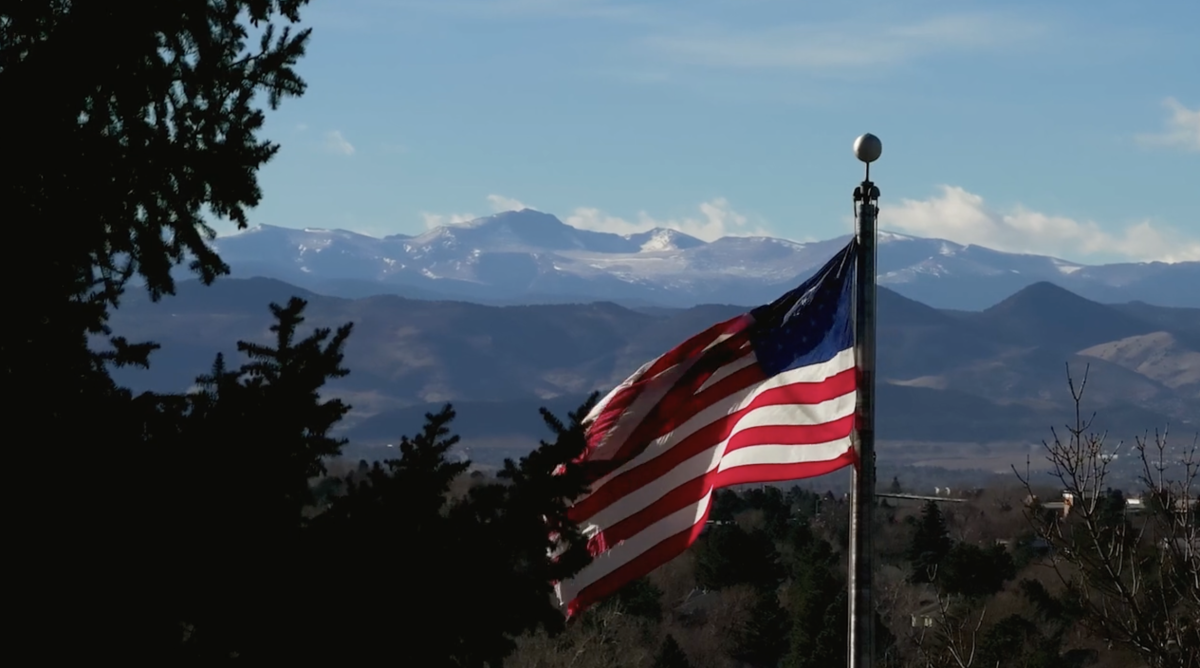 American flag flying