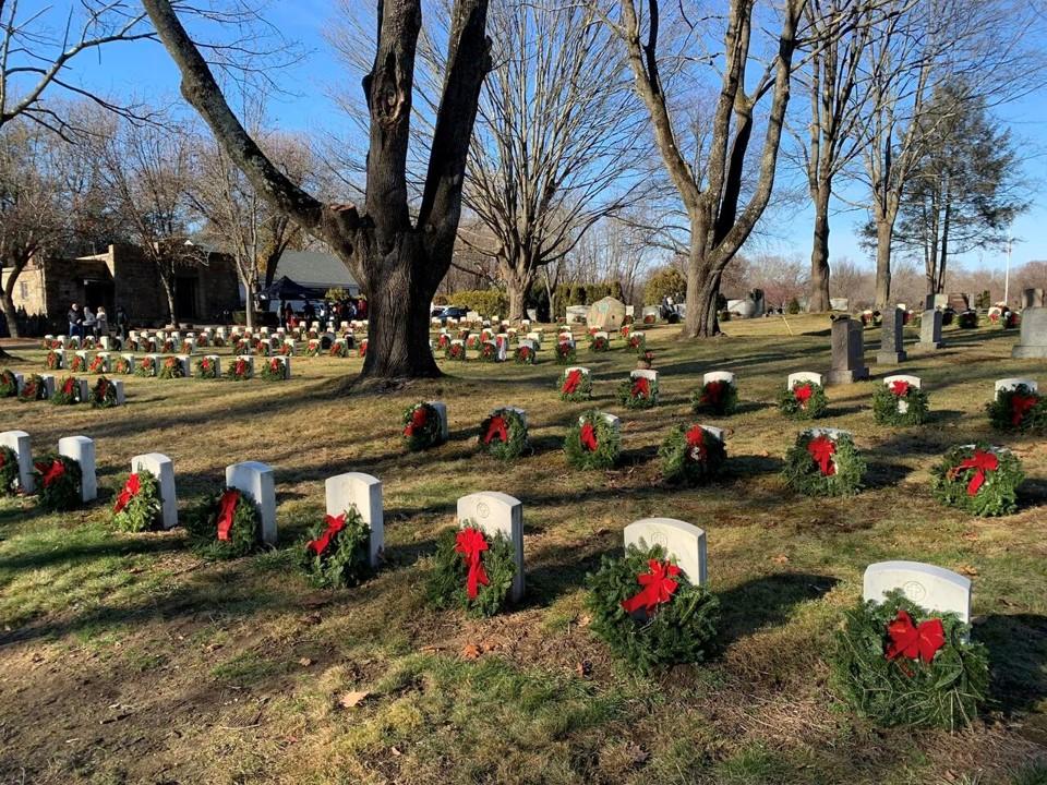 Wreaths placed on headstones