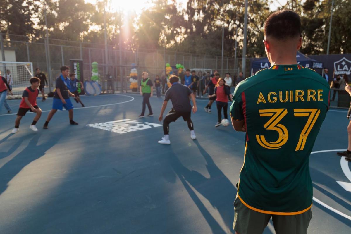 LA Galaxy player Daniel Aguirre led a soccer clinic for the youth following the ceremony.