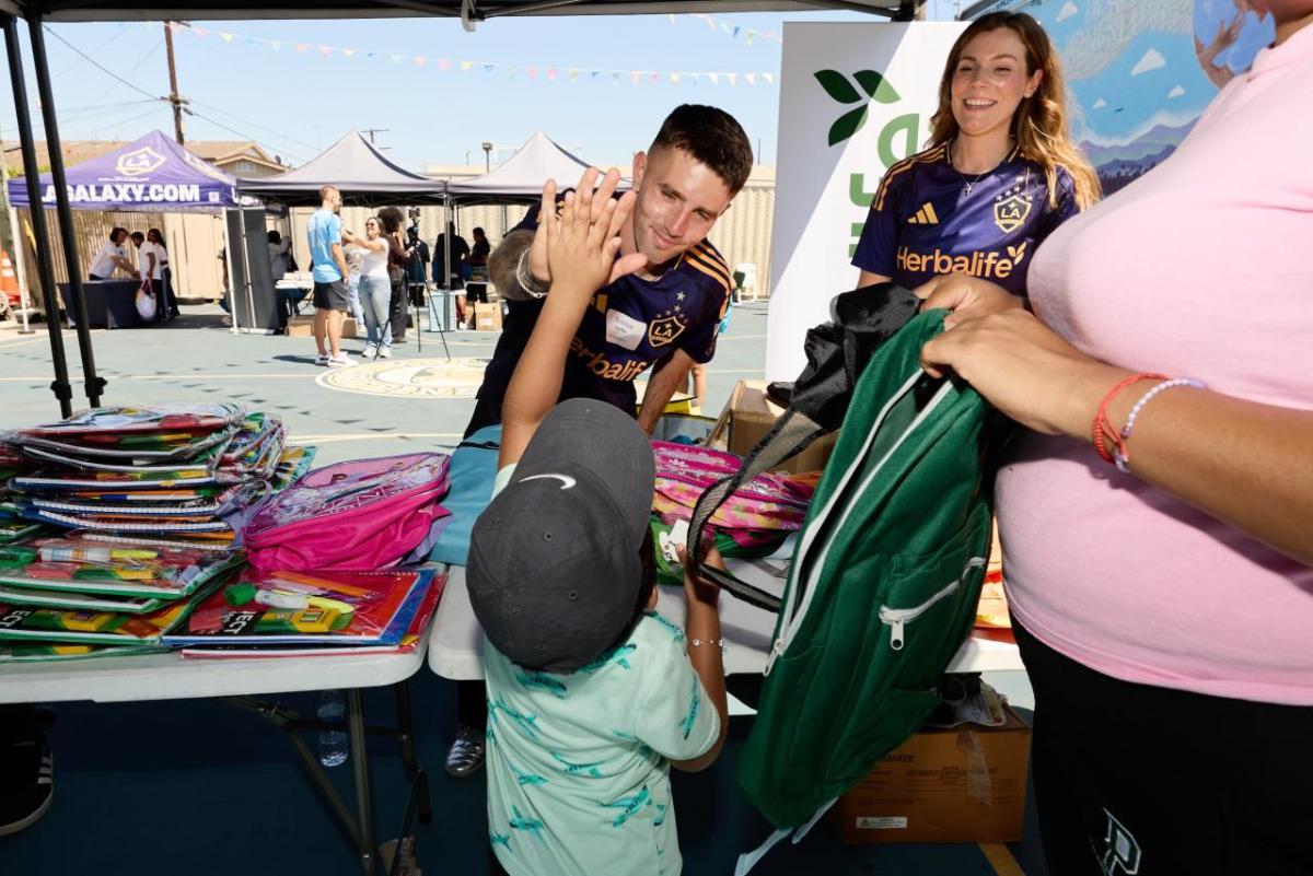 LA Galaxy's Tucker Lepley met with young fans.