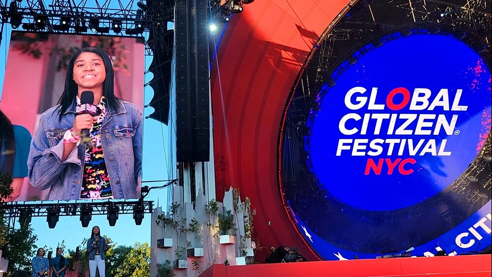 Speaker on stage at Global Citizen Festival