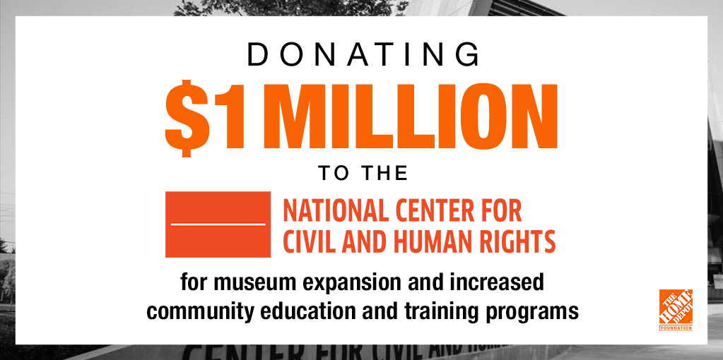 Donating $1 Million to the National Center for Civil and Human Rights for museum expansion and increased community education and training programs.