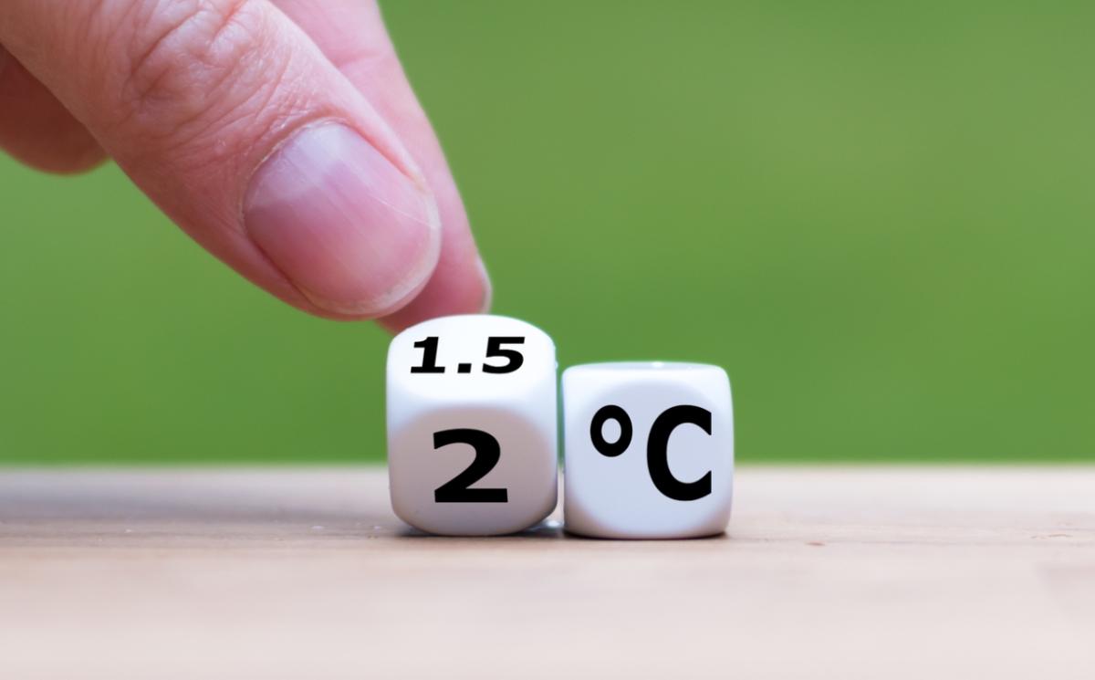 dice that read "1.5°C"