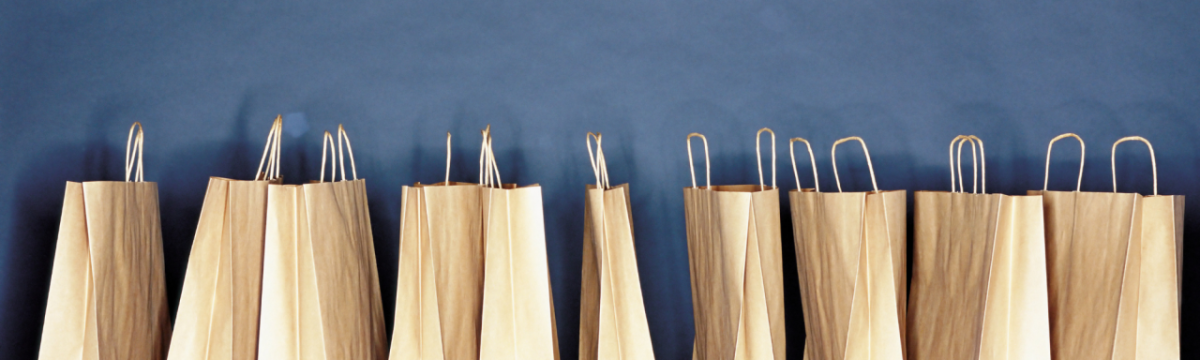 paper bags lined up