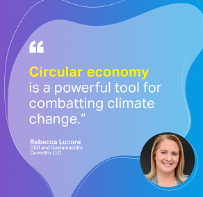 Graphic reads: Circular economy is a powerful tool for combating climate change