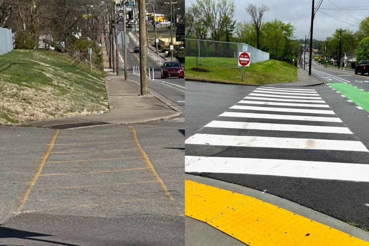 Before and after crosswalk
