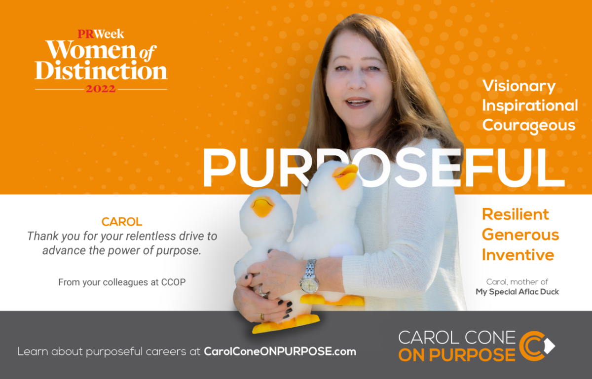 Carol Cone ON PURPOSE Congratulatory Banner