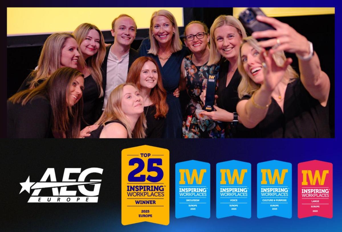 AEG Europe was named one of the Top 25 Most Inspiring Workplaces in Europe. AEG Europe was named one of the Top 25 Most Inspiring Workplaces in Europe.