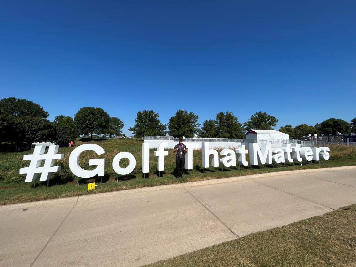 Sign saying '#Golf that Matters'
