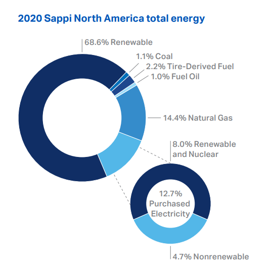 2020 Sappi North America total energy chart