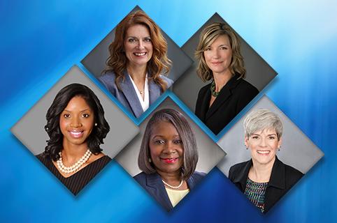 Clockwise from top left: Vicki Henn, Jennifer Lee, Laura Gamble, Miranda Creel and Shakesi Morris