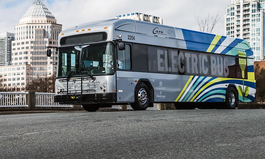 electric bus on a city street