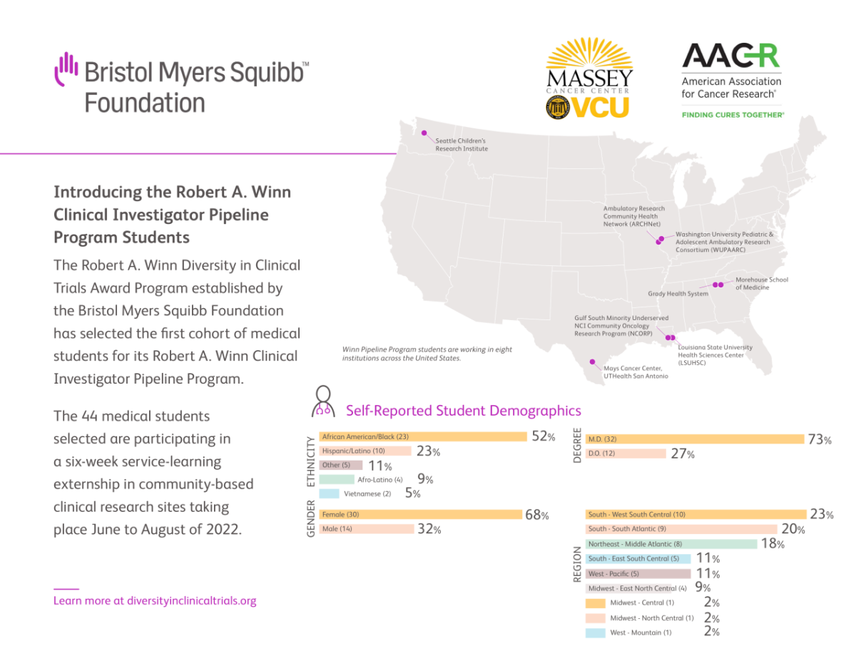 info graphic of demographic breakdowns of students in the program