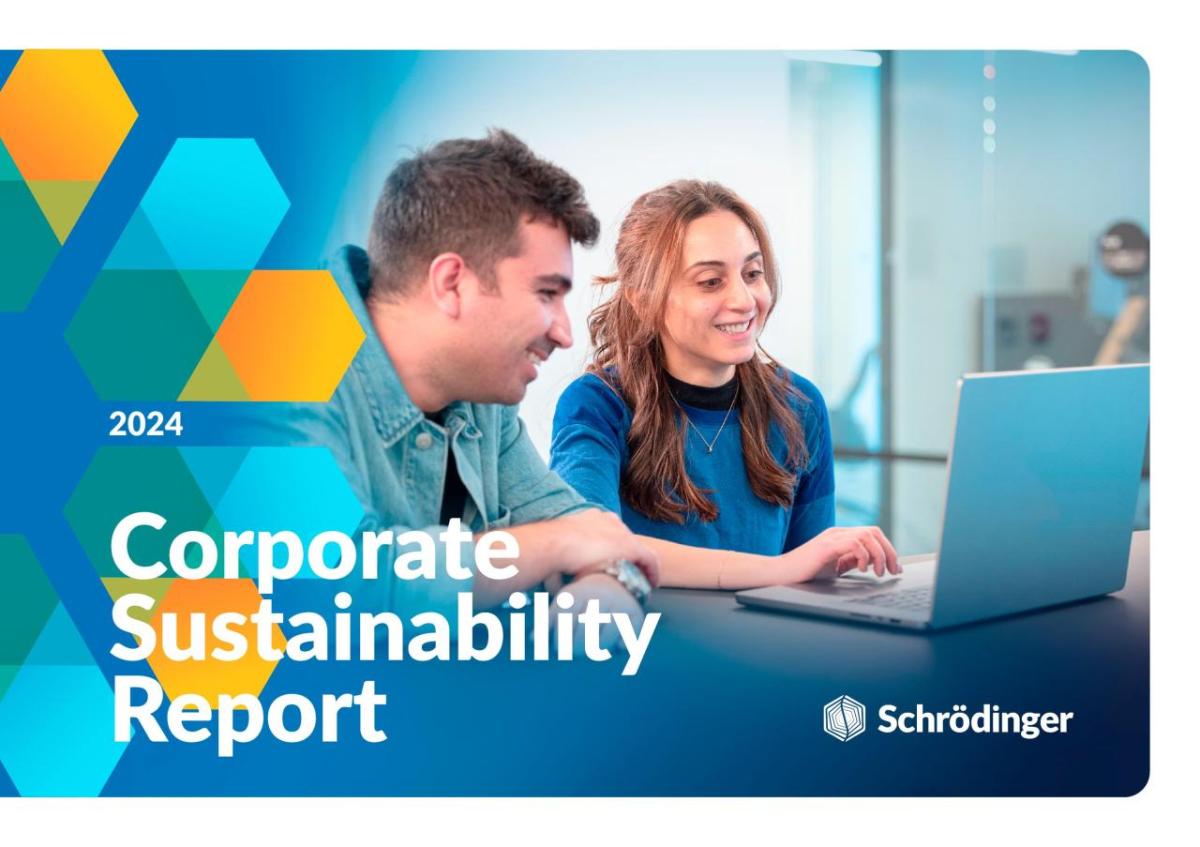 Schrodinger 2024 Corporate Sustainability Report Cover
